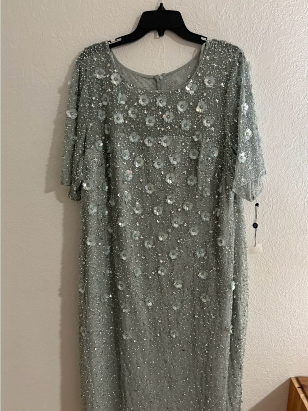 Adrianna Papell Silver Embellished Midi Sheath Dress - Picture 4 of 9